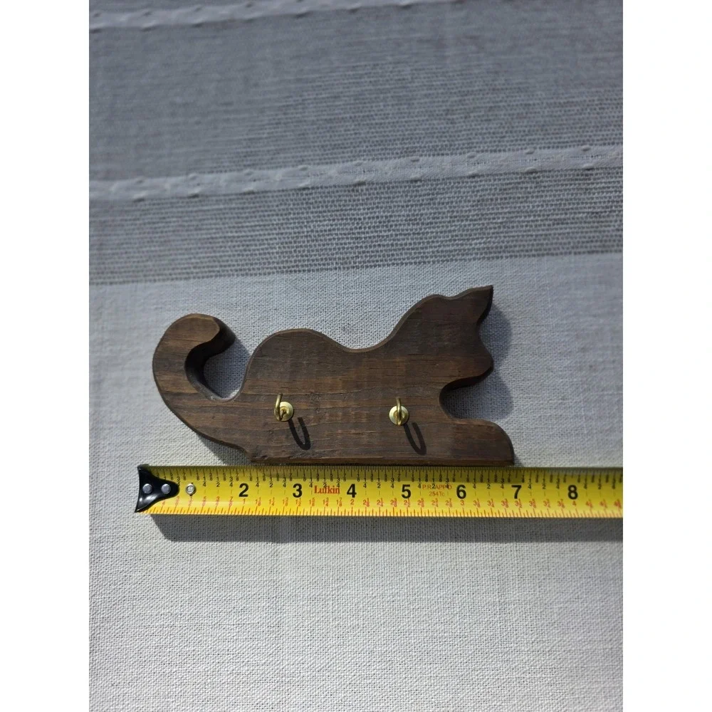 VTG Wooden Kitty‎ Cat Wall Hook Key Rack 7